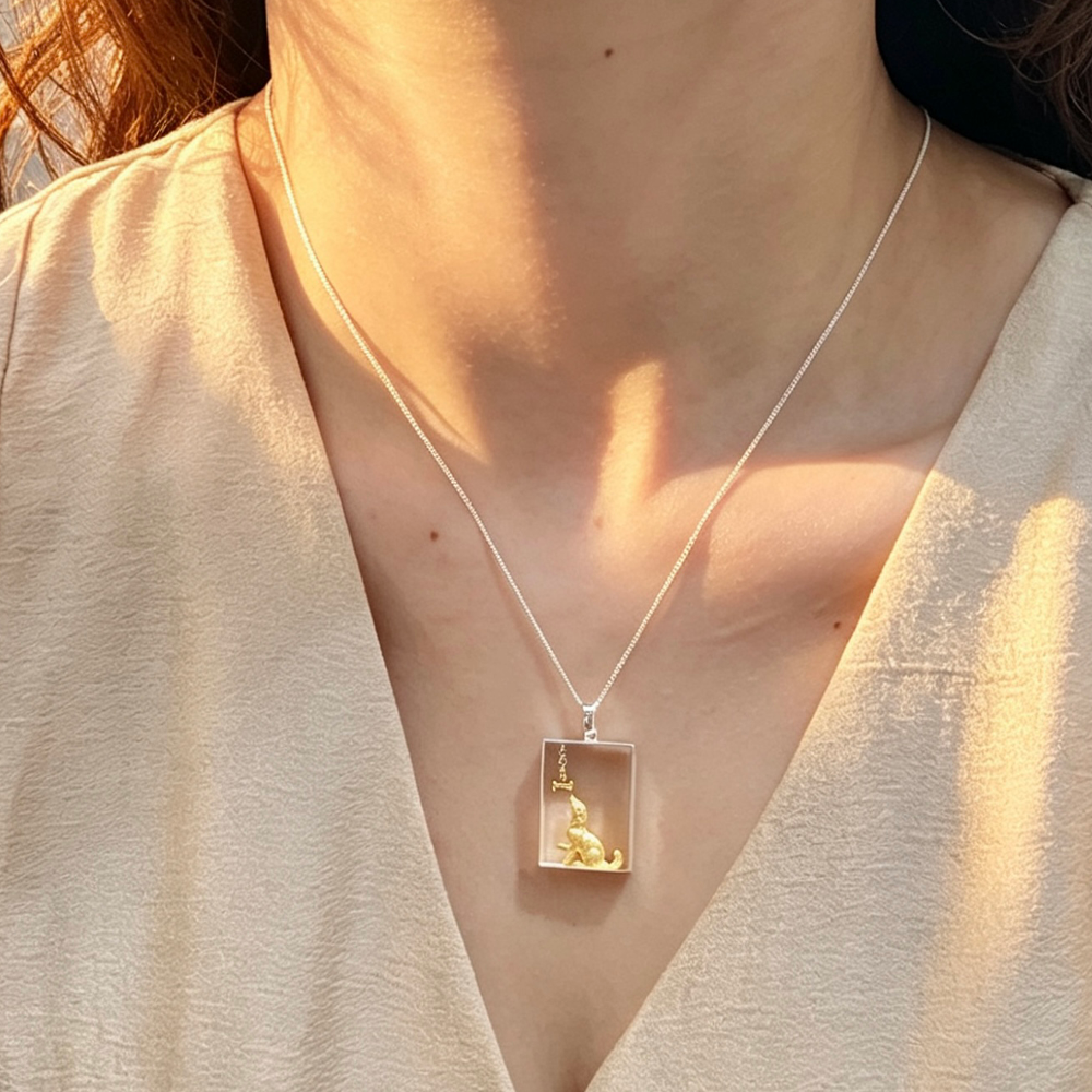 Playing Dog - Handmade Necklace