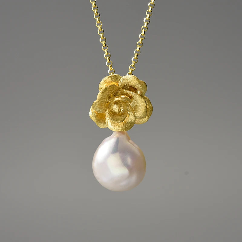 Mother Pearl Camellia - Handmade Necklace | NEW