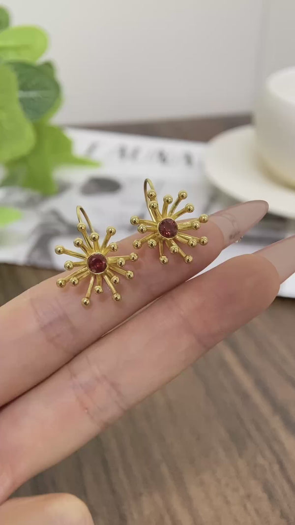 Garnet Peridot - Dangle Earrings
