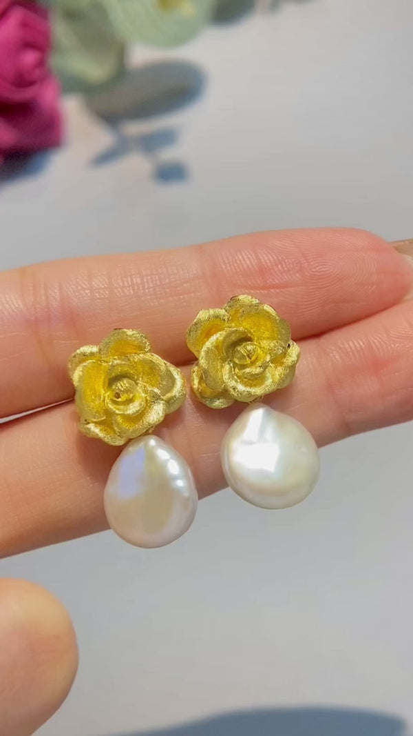 Mother Pearl Camellia - Dangle Earrings | NEW