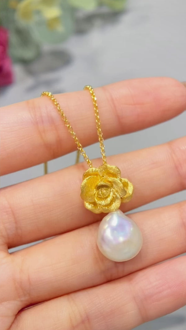 Mother Pearl Camellia - Handmade Necklace | NEW