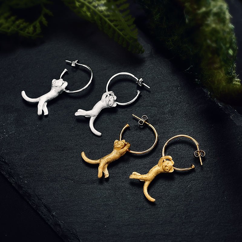 Playing Cat - Dangle Earrings