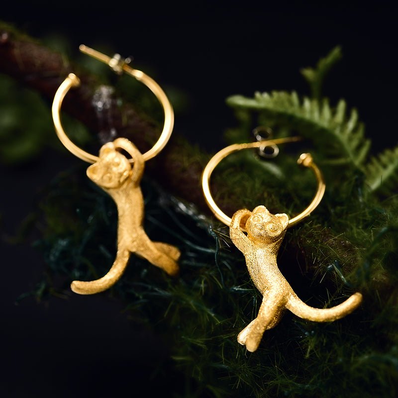 Playing Cat - Dangle Earrings