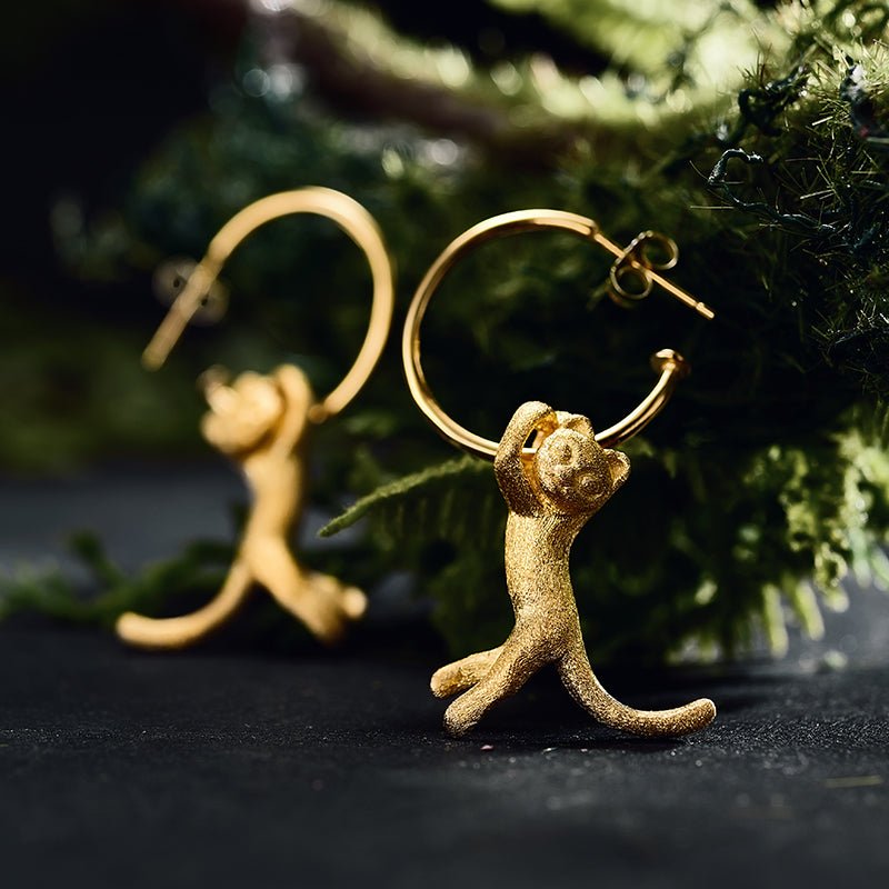 Playing Cat - Dangle Earrings