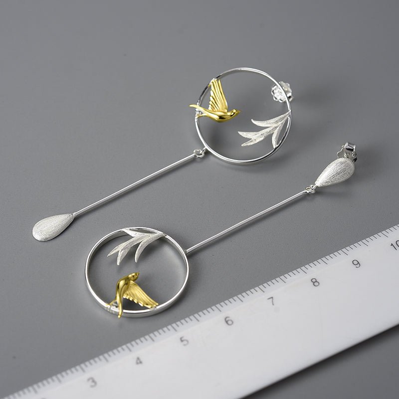 Flying Swallow - Drop Earrings