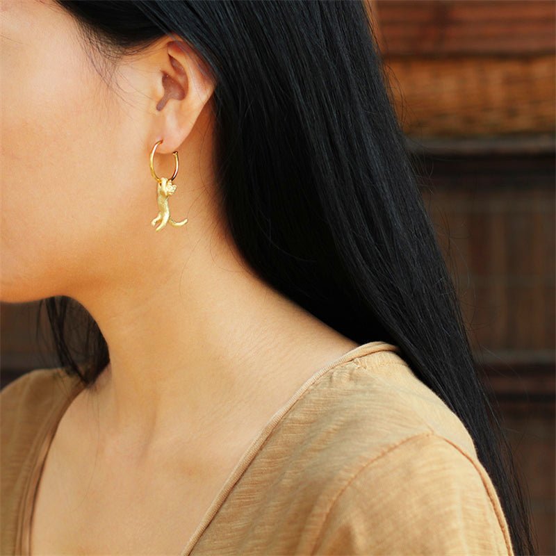 Playing Cat - Dangle Earrings