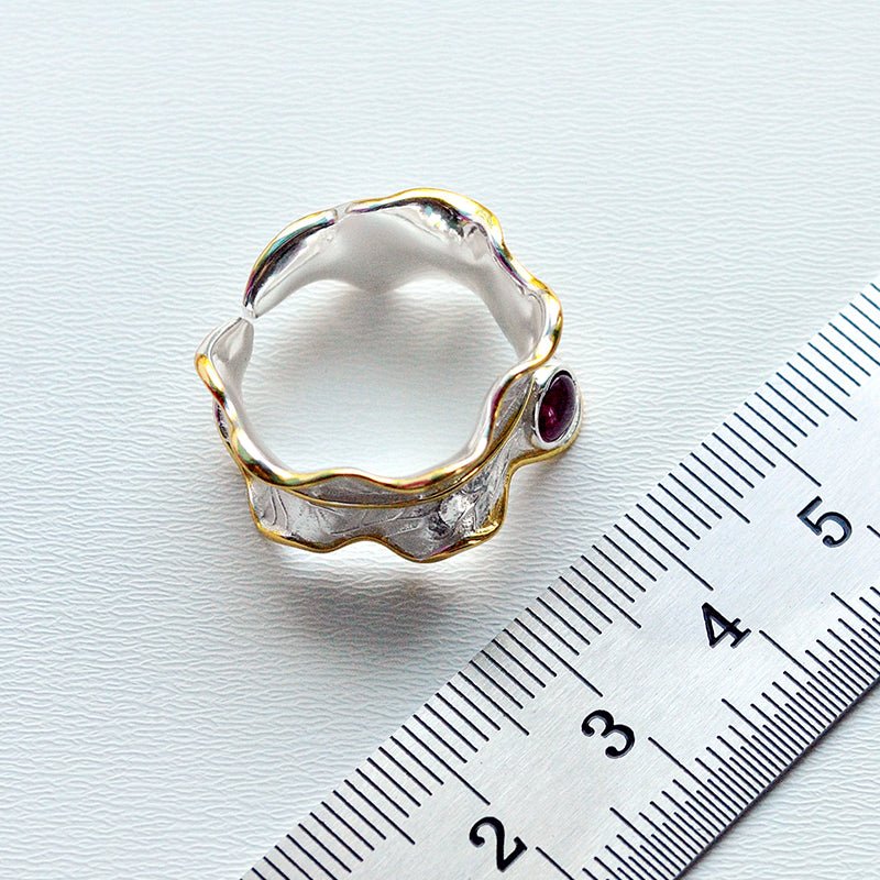Tourmaline Leaf - Adjustable Ring - MetalVoque