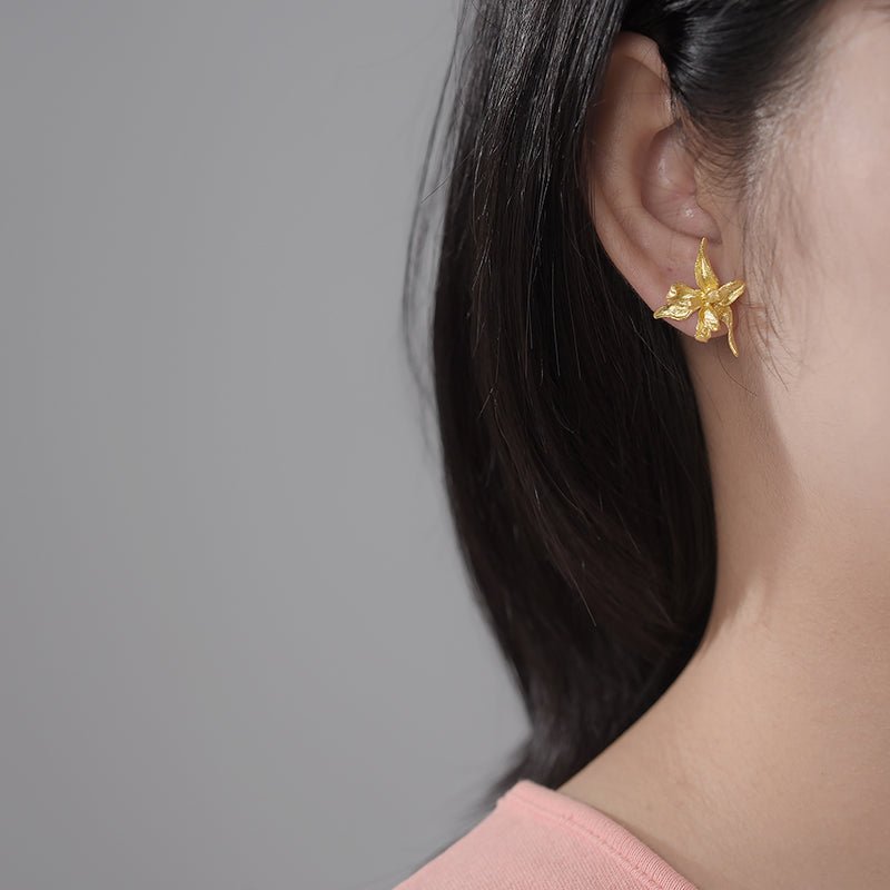 Iris Flower - Stud Earrings