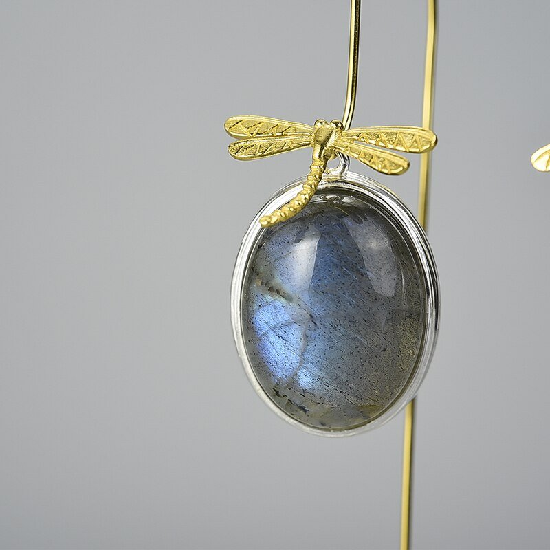 Labradorite Dragonfly - Dangle Earrings