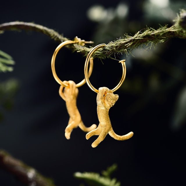 Playing Cat - Dangle Earrings