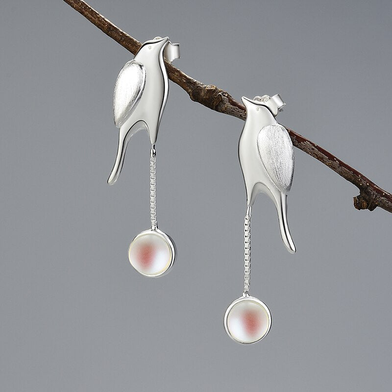 Bird & Moonstone - Dangle Earrings