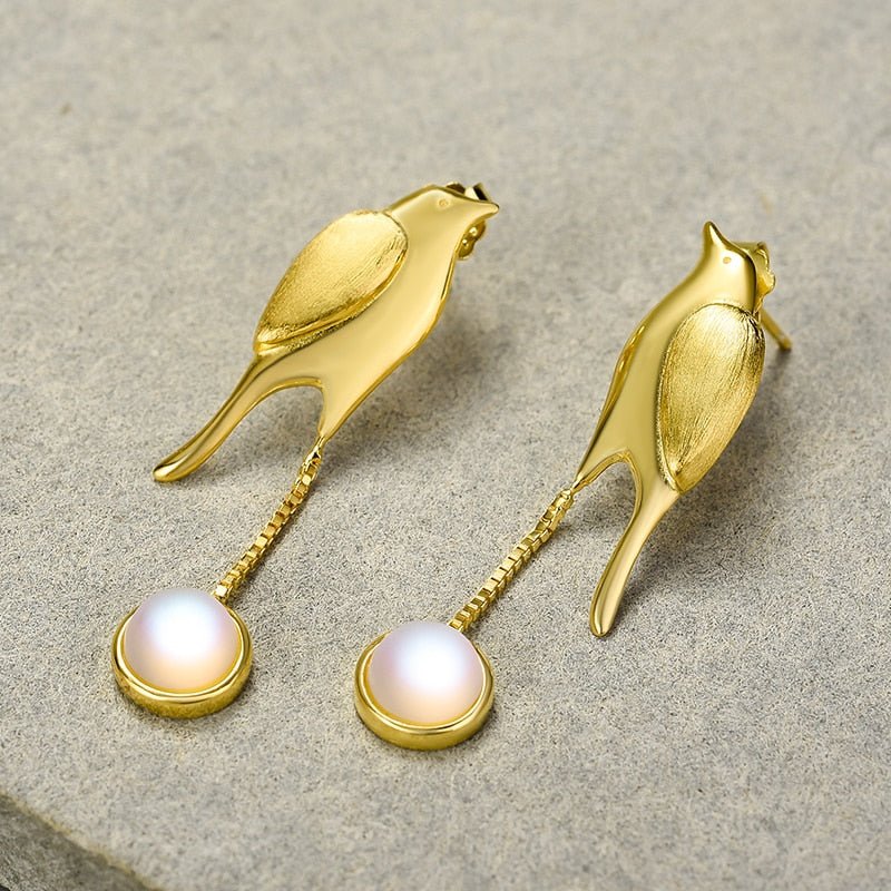 Bird & Moonstone - Dangle Earrings