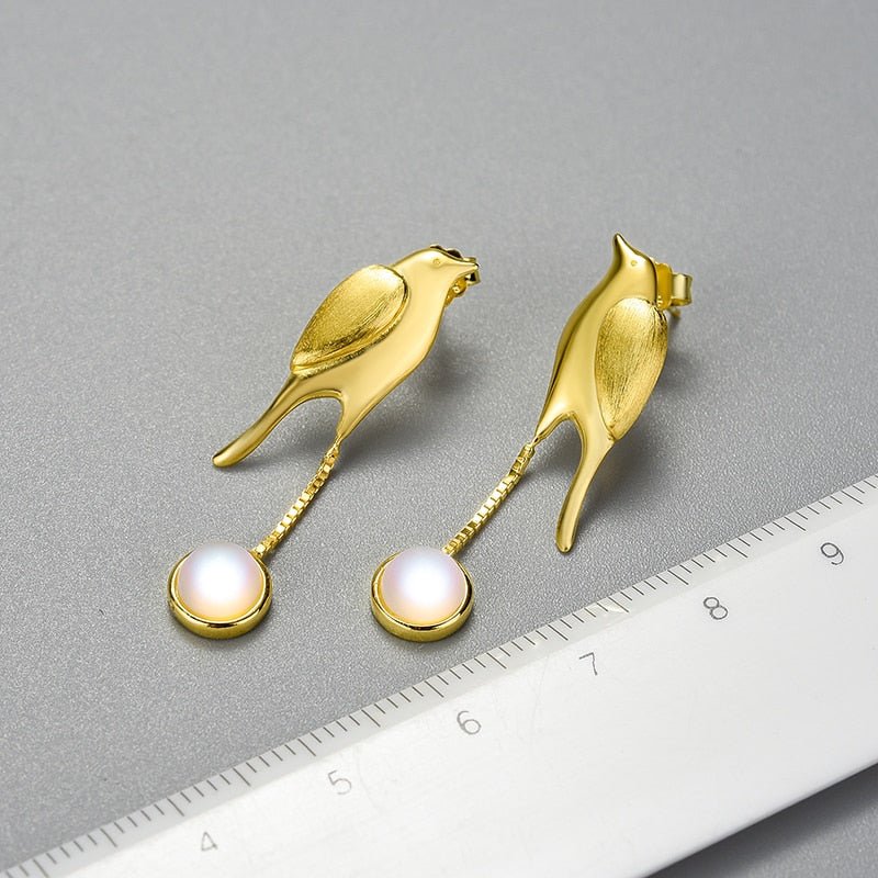 Bird & Moonstone - Dangle Earrings